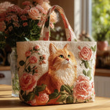 Bolsa Artesanal - Gata Rosa con Rosas