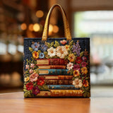 Bolsa Artesanal - Estampado Floral y Libros