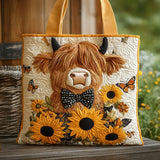 Bolsa Artesanal - Vaca Highland con Girasoles