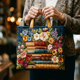 Bolsa Artesanal - Estampado Floral y Libros