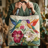 Bolsa Artesanal - Colibrí y Flores Blancas